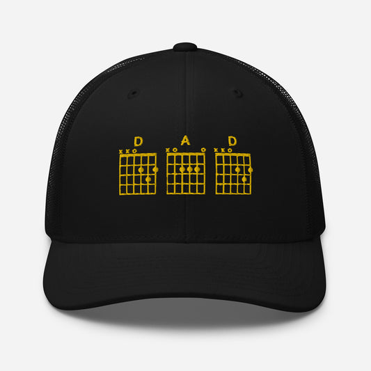 D A D Chords in gold - Black Trucker Cap