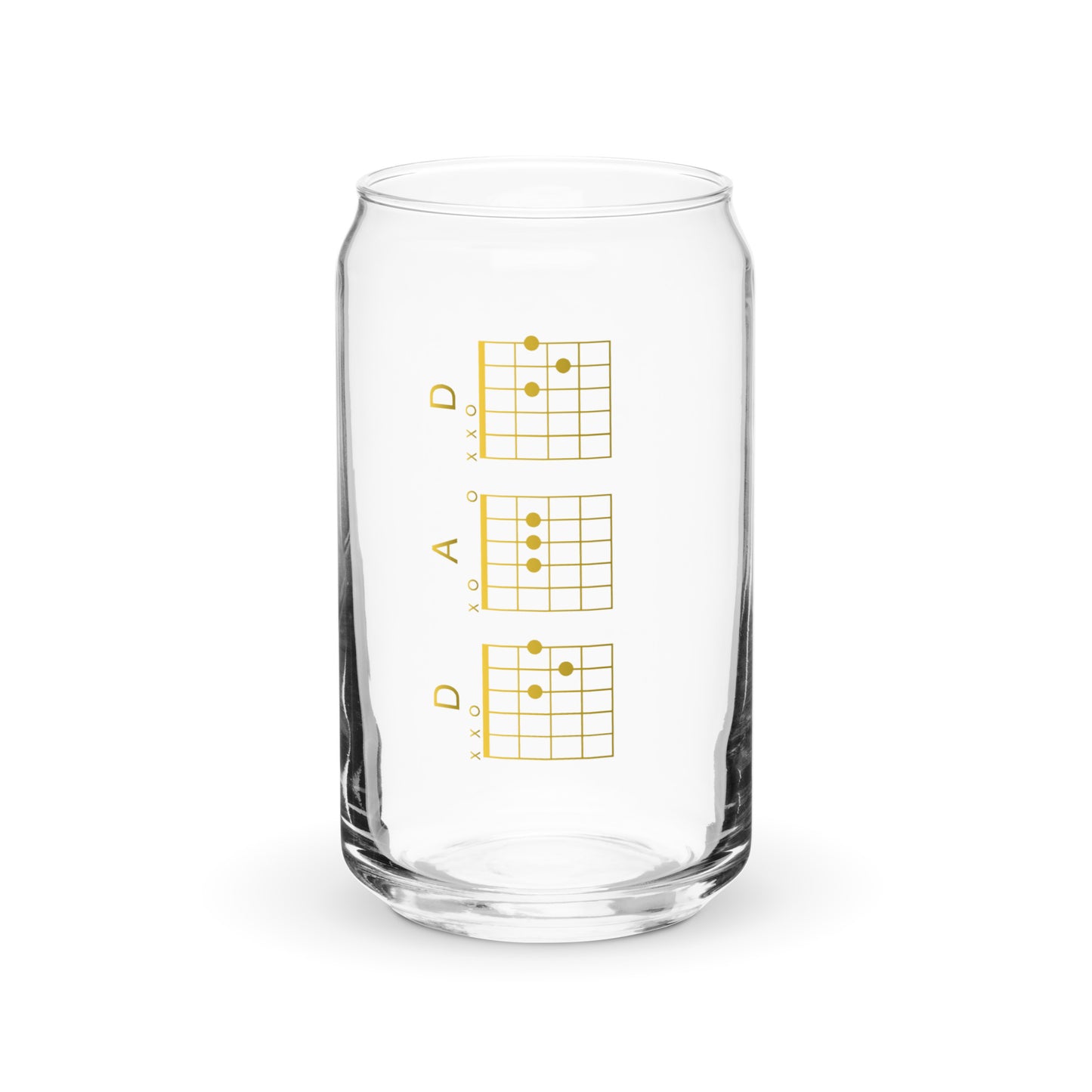 D A D Chords in gold Can-shaped glass