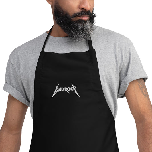 DAD ROCK in white Embroidered Apron