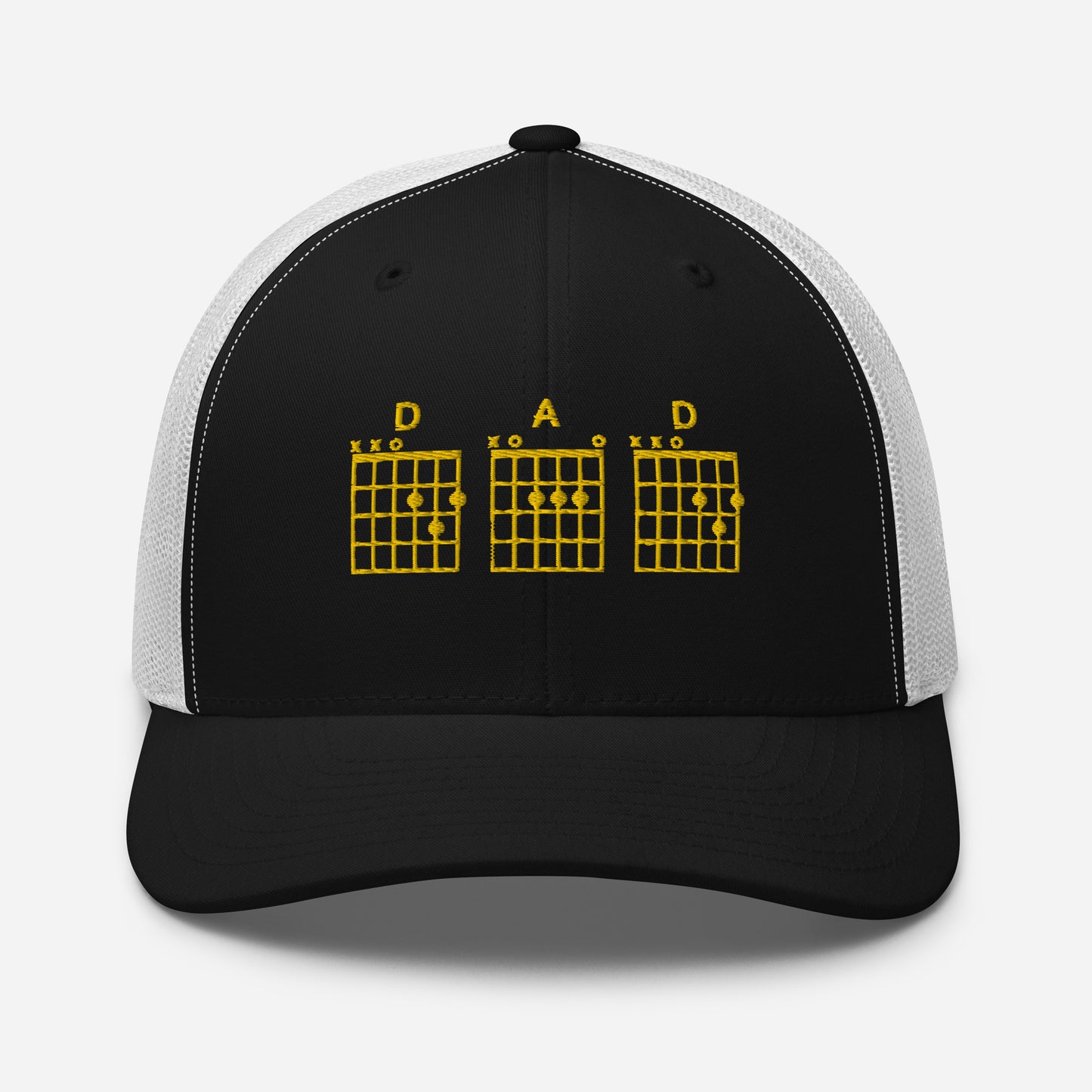 D A D Chords in gold  - Black Trucker Cap