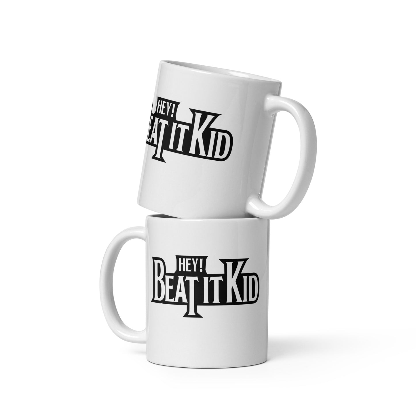 Beat It Kid White glossy mug