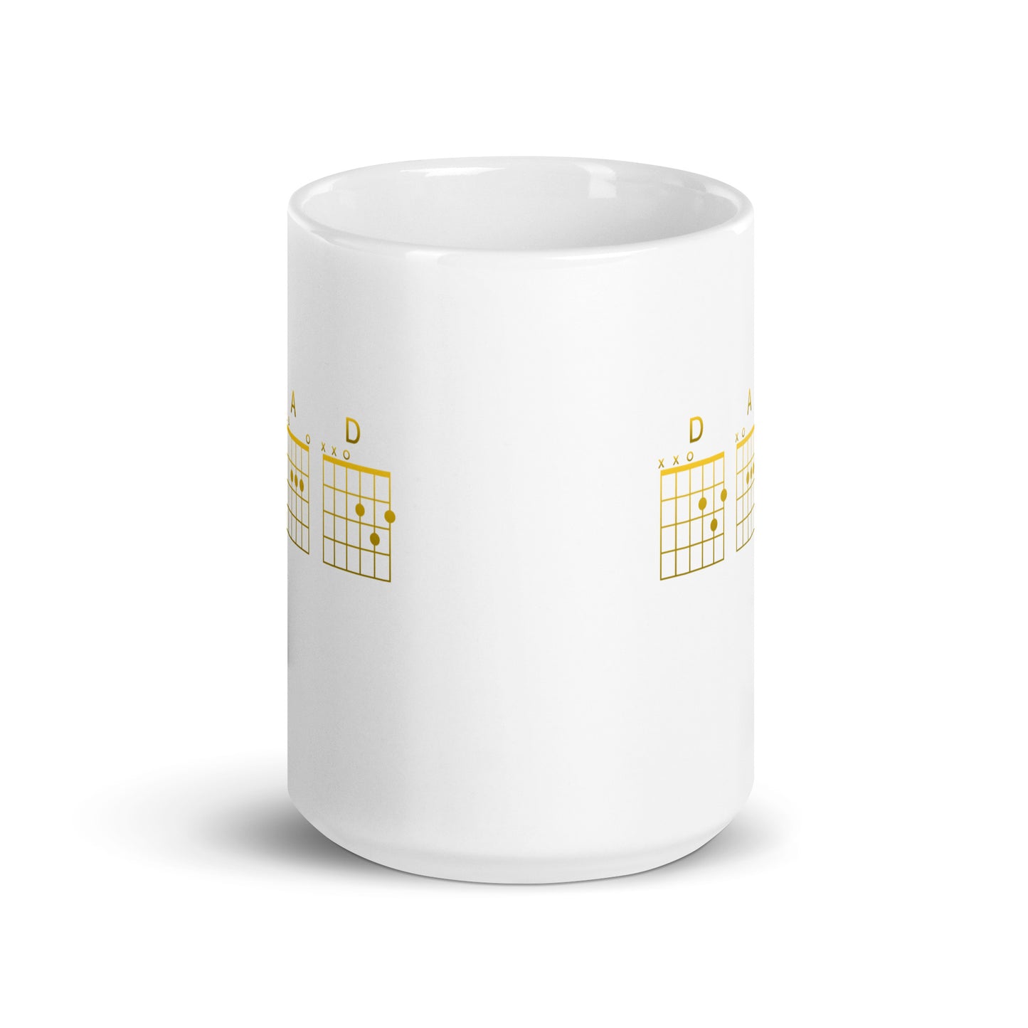 D A D Chords in gold White glossy mug