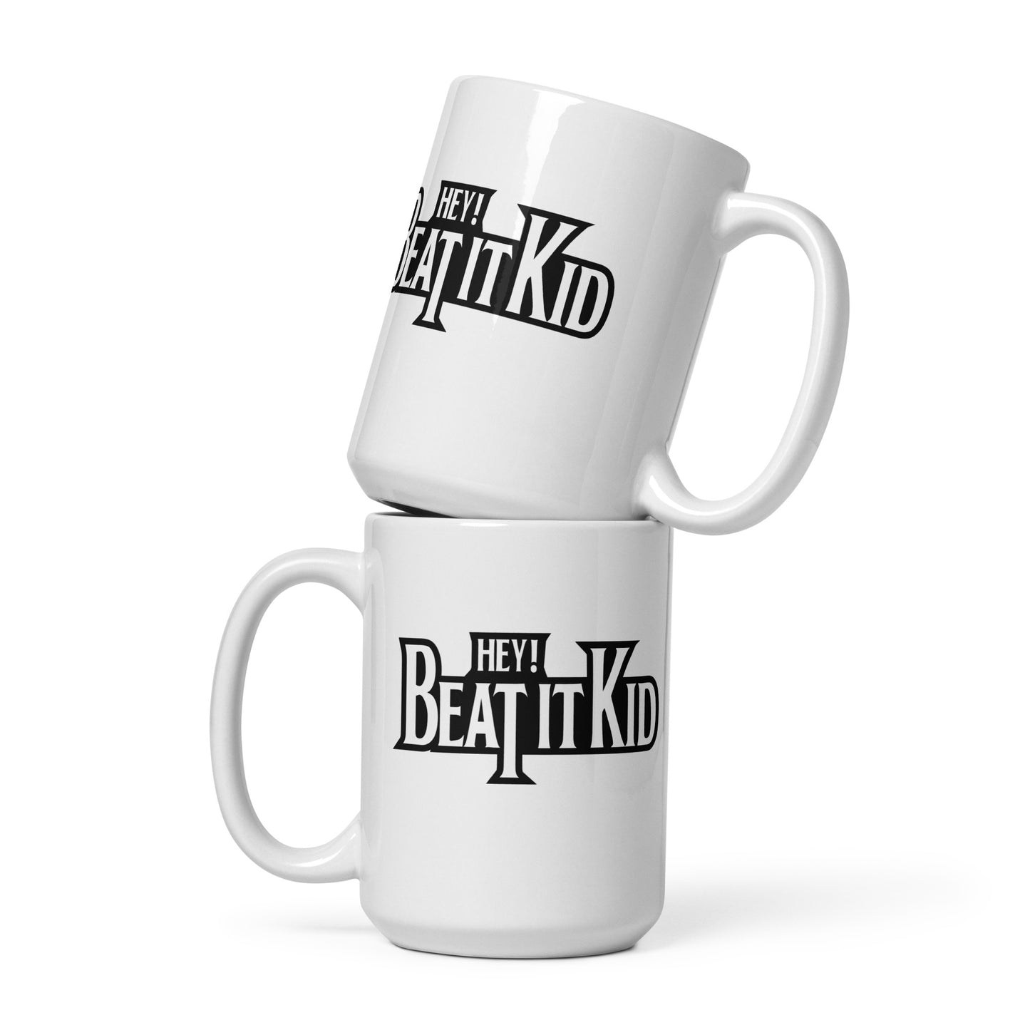 Beat It Kid White glossy mug