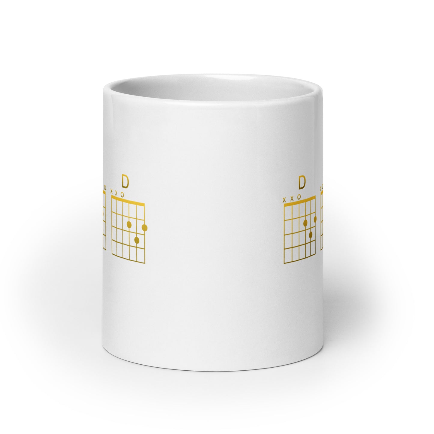 D A D Chords in gold White glossy mug