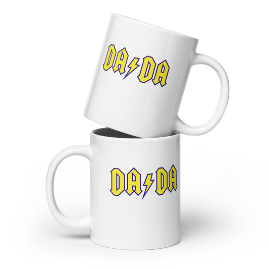 DA/DA in yellow on White glossy mug