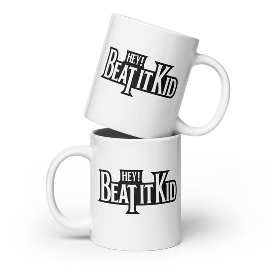 Beat It Kid White glossy mug